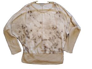 Womens Sweatshirt Medium Lightweight Tie Dye Multimedia Brown White Birch